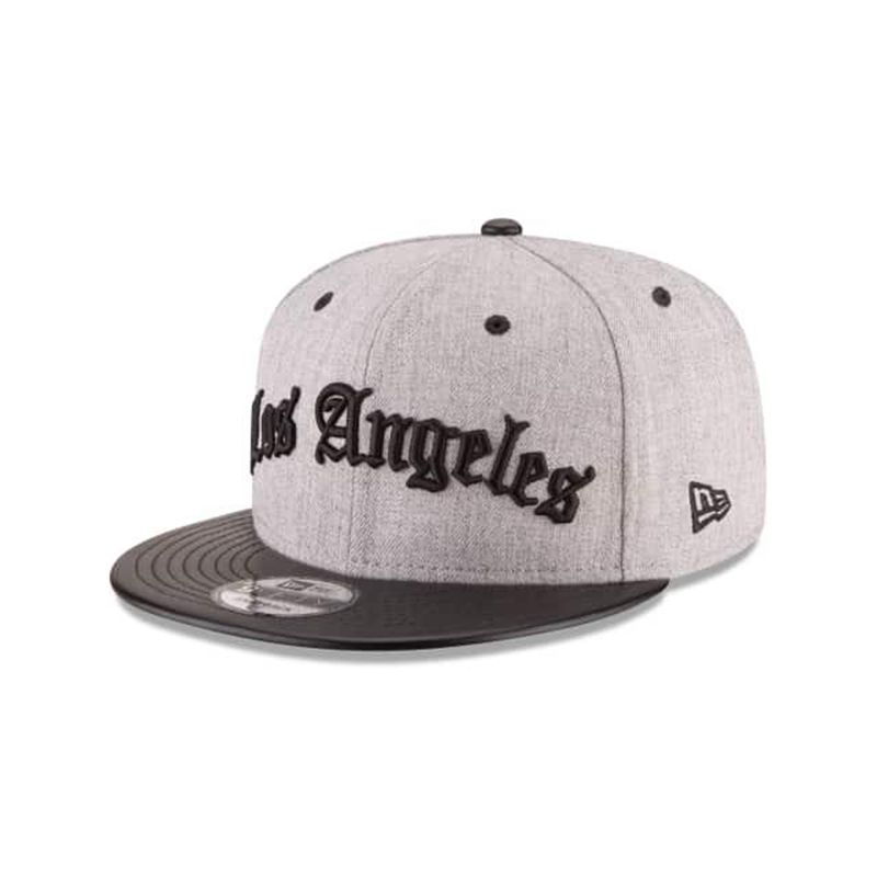 NBA Los Angeles Clippers Heather Script 9Fifty Snapback (TIV3739) - Grey New Era Caps